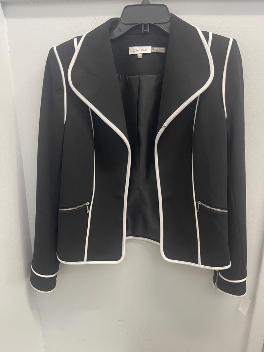 Calvin Klein Black Blazer with White Trim